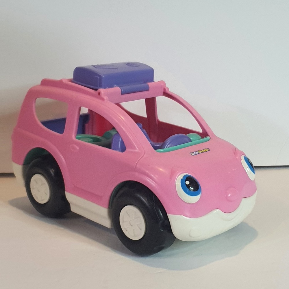 2009 Fisher Price Little People Pink SUV Toy Car Vehicle Music Tailgate Sounds
